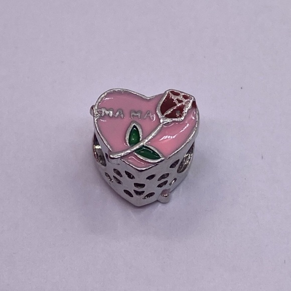 925 Silver Charm Spacer European Bead DIY Ma Ma Heart Rose Design - Picture 2 of 6